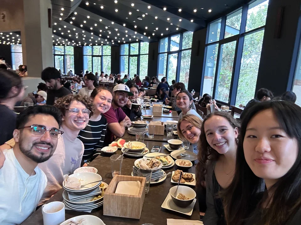 Members of the Prins Lab getting dinner