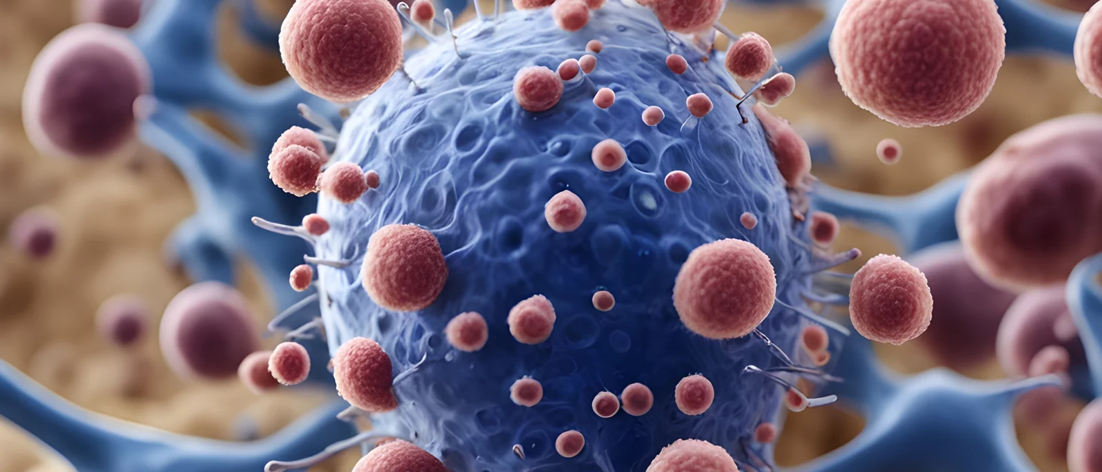 computer generated example of a t cell killing a tumor cell