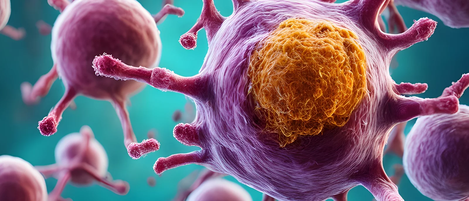 computer generated example of a t cell killing a tumor cell